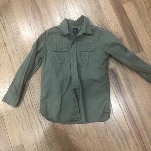 Green button up shirt